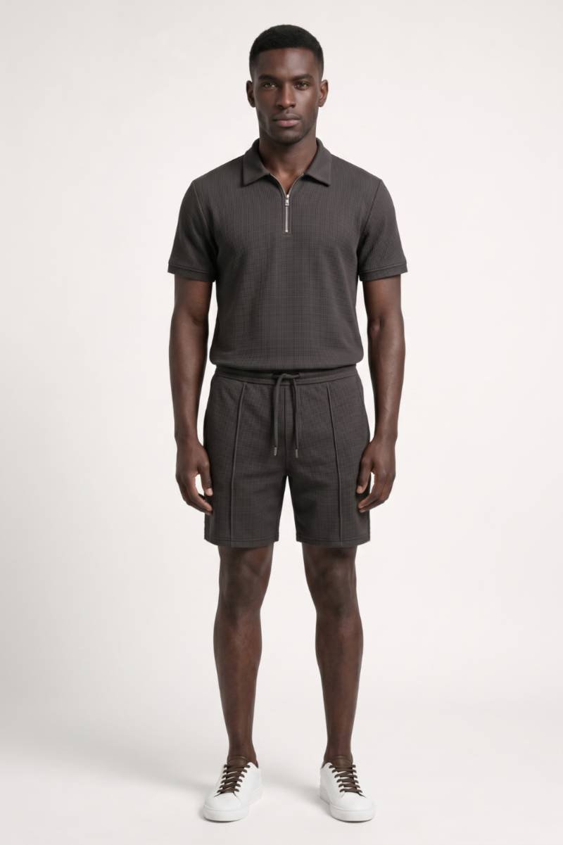 2-Delige Set Heren - Polo met Shorts en Rits | Comfortabel — Donkergrijs