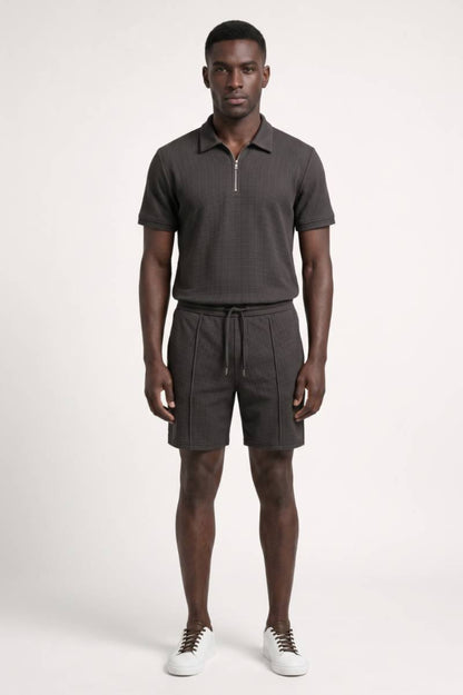 2-Delige Set Heren - Polo met Shorts en Rits | Comfortabel — Donkergrijs
