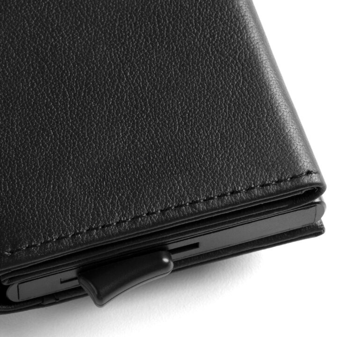 Portemonnee Leer Slim RFID Blokkering 14 Kaarten Aluminium Drukknop Handgemaakt Premium