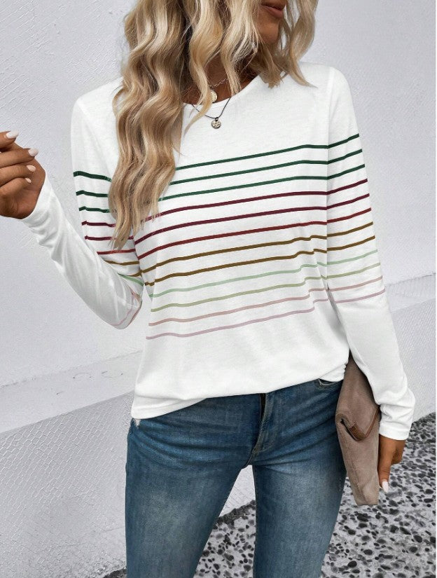 Dames T-shirt Lange Mouwen Streepjes Stijlvol Basic
