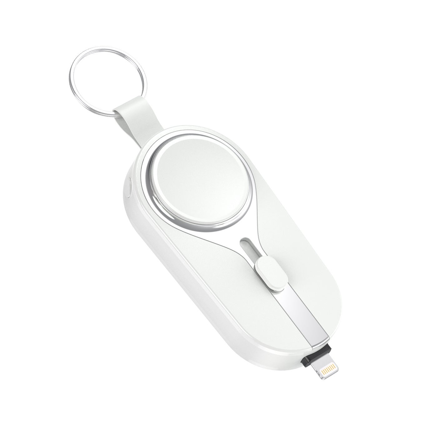 Draadloze oplaadclip powerbank karabijnhaak compact zwart telefoon smartwatch oplader sleutelhanger draagbare lader