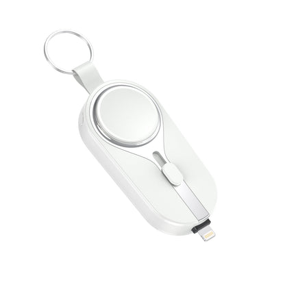Draadloze oplaadclip powerbank karabijnhaak compact zwart telefoon smartwatch oplader sleutelhanger draagbare lader