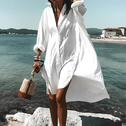 Zomerjurk Wit Jurk Blouse Stijl Vrouwen - StudioMarella
