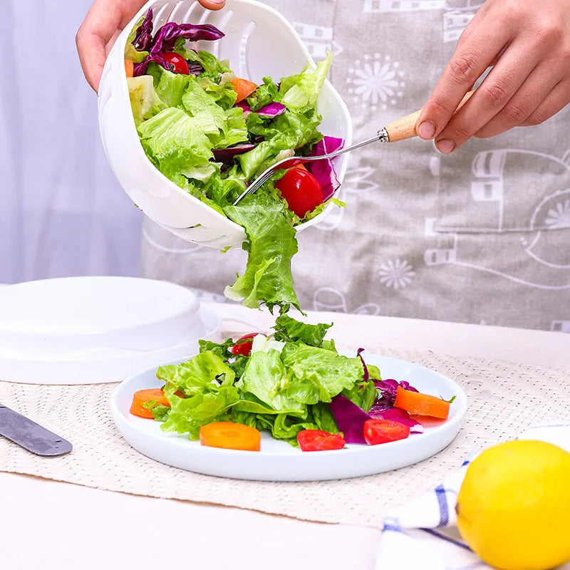 Groente en Salade Snijkom met Geïntegreerde Vergiet – Multifunctioneel Keukengereedschap