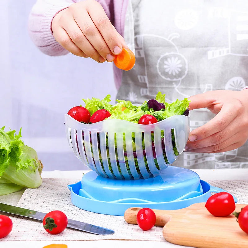 Groente en Salade Snijkom met Geïntegreerde Vergiet – Multifunctioneel Keukengereedschap