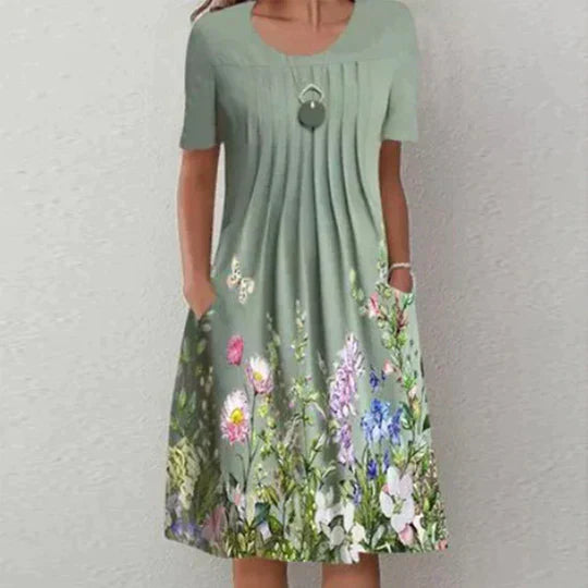 Zomerjurk voor Vrouw Mini Bloemenjurk Geplooid - StudioMarella