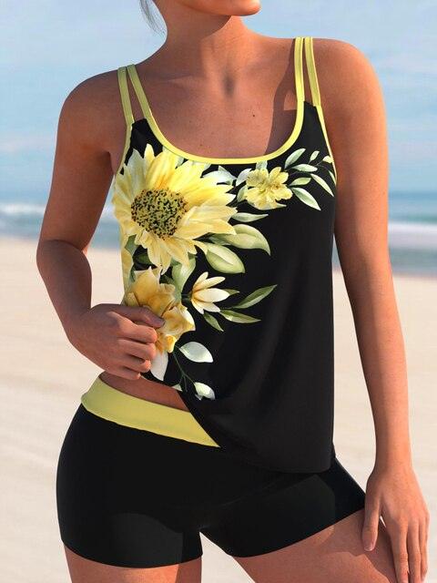 Tankini Bloempatroon Licht Imbottuurde Bh