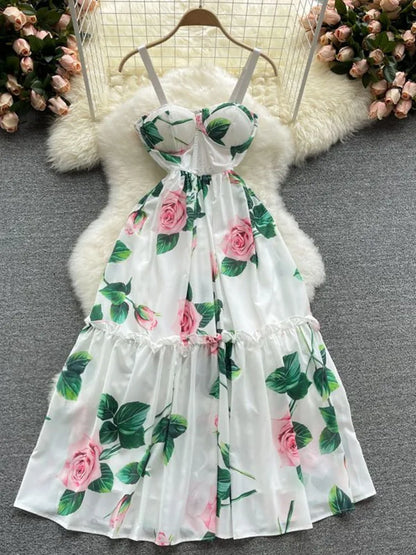 Bloemenprint Jurk Zomerse Boho Partyjurk voor Vrouw