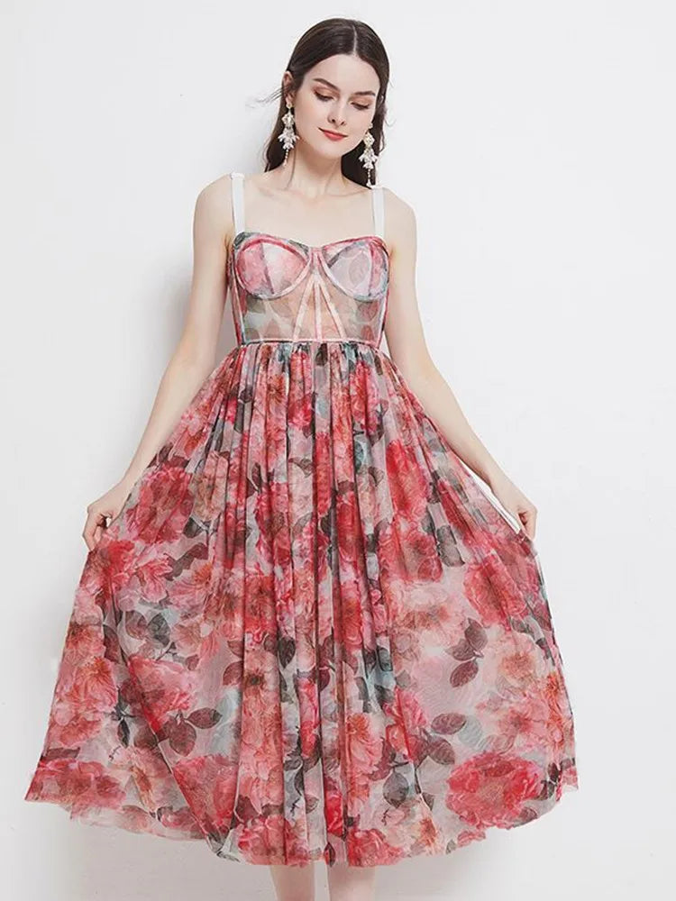 Bloemenprint Jurk Zomerse Boho Partyjurk voor Vrouw