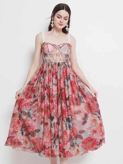 Bloemenprint Jurk Zomerse Boho Partyjurk voor Vrouw