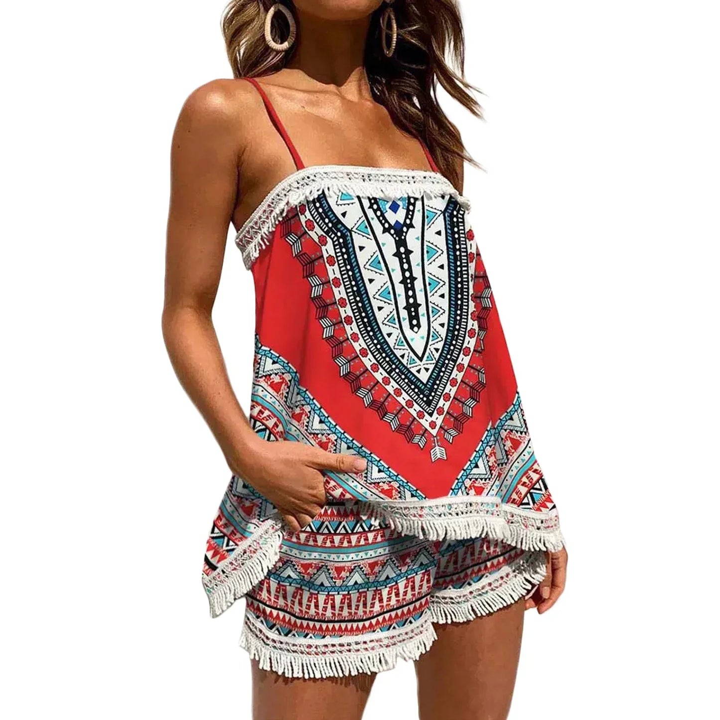 Zomerse Short Set Bohemian Stijl Vrouwelijk