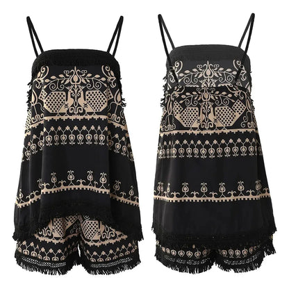 Zomerse Short Set Bohemian Stijl Vrouwelijk