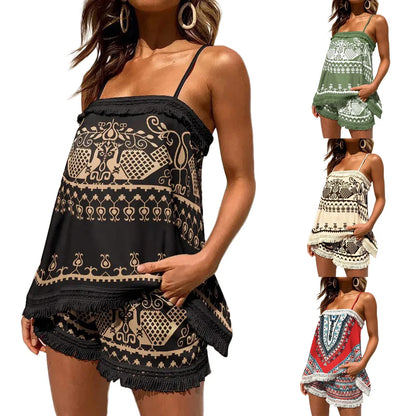 Zomerse Short Set Bohemian Stijl Vrouwelijk - StudioMarella