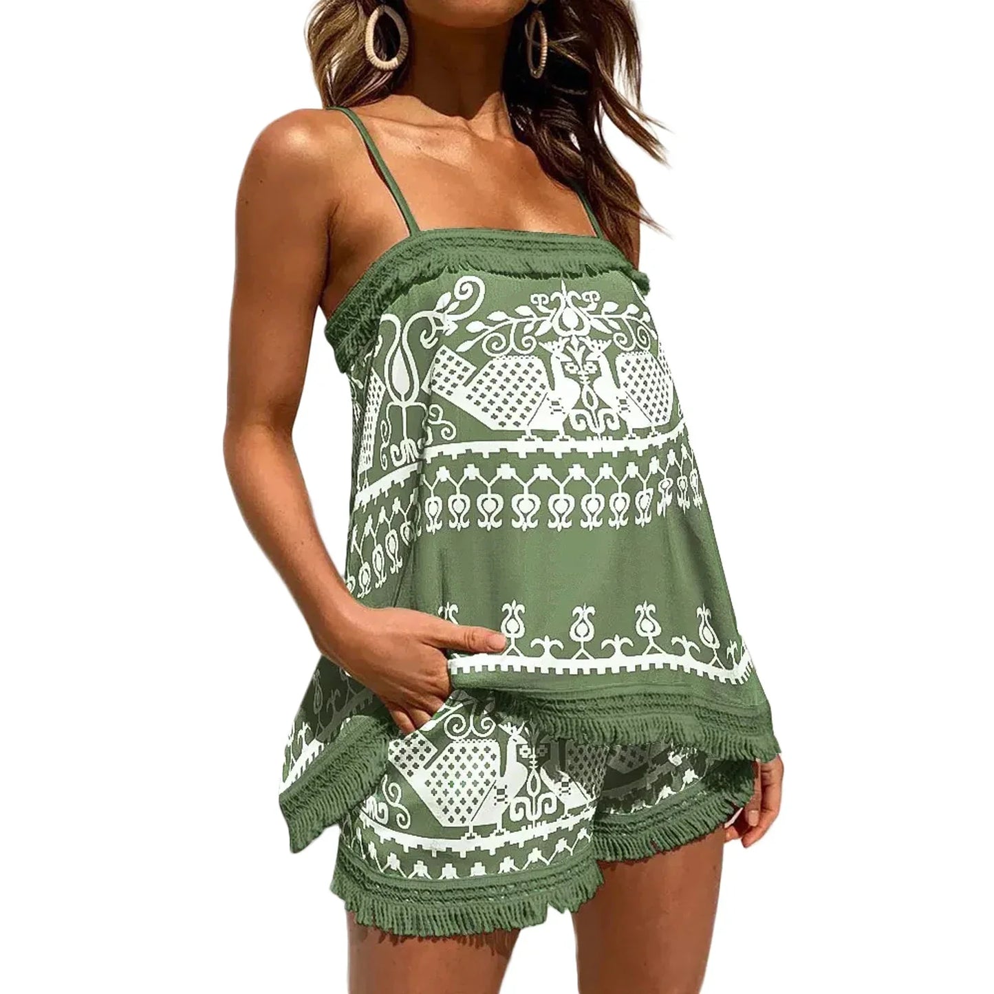 Zomerse Short Set Bohemian Stijl Vrouwelijk