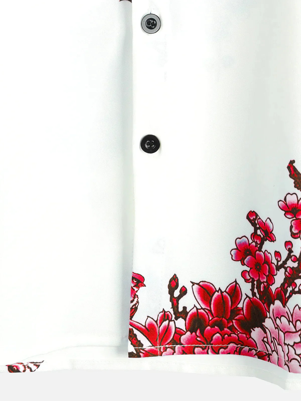 Mannen Zomeroverhemd Wit Korte Mouwen Bloemenprint