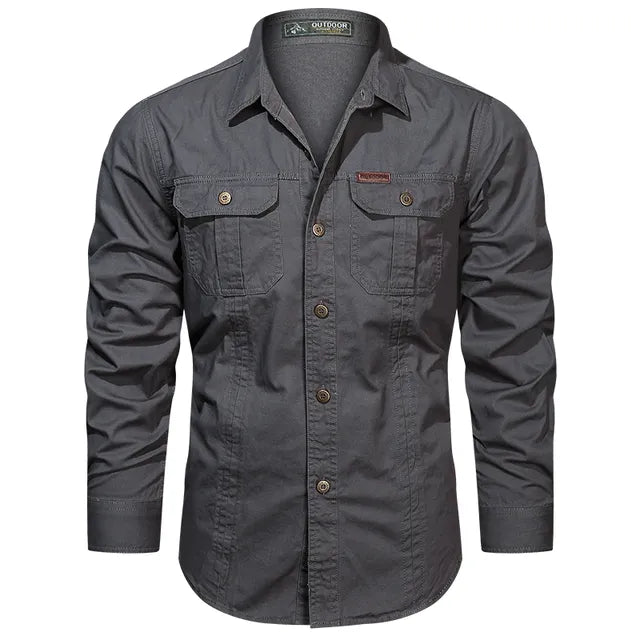 Heren Overhemd Lange Mouwen Utility Stijl