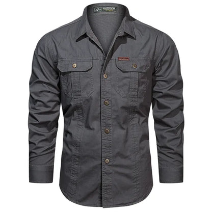 Heren Overhemd Lange Mouwen Utility Stijl