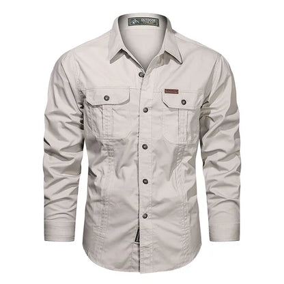Heren Overhemd Lange Mouwen Utility Stijl