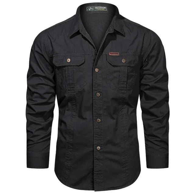 Heren Overhemd Lange Mouwen Utility Stijl
