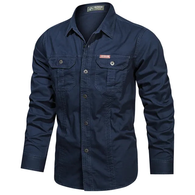 Heren Overhemd Lange Mouwen Utility Stijl