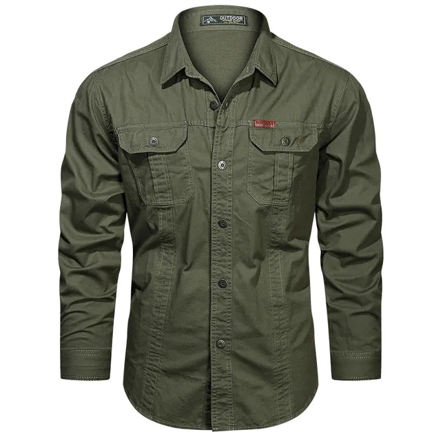 Heren Overhemd Lange Mouwen Utility Stijl