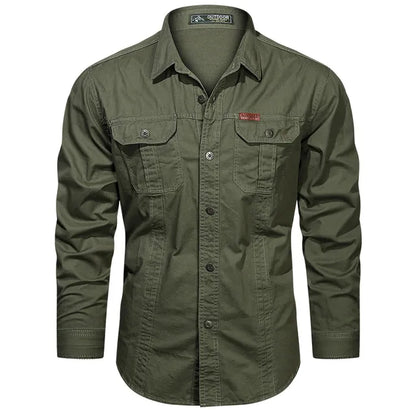 Heren Overhemd Lange Mouwen Utility Stijl