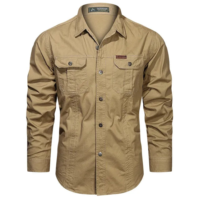 Heren Overhemd Lange Mouwen Utility Stijl