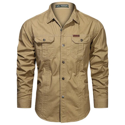Heren Overhemd Lange Mouwen Utility Stijl