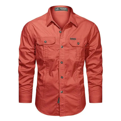 Heren Overhemd Lange Mouwen Utility Stijl