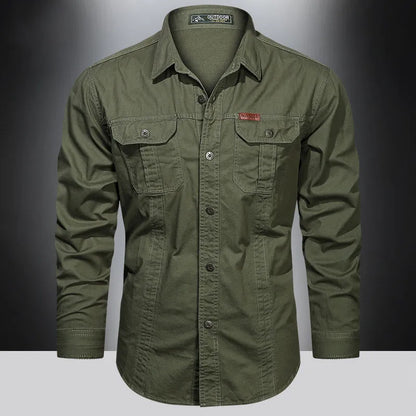 Heren Overhemd Lange Mouwen Utility Stijl