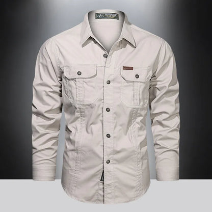 Heren Overhemd Lange Mouwen Utility Stijl - StudioMarella