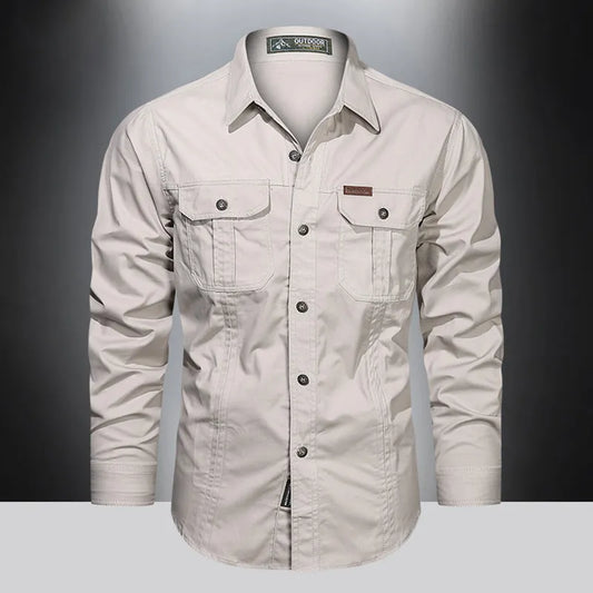 Heren Overhemd Lange Mouwen Utility Stijl - StudioMarella