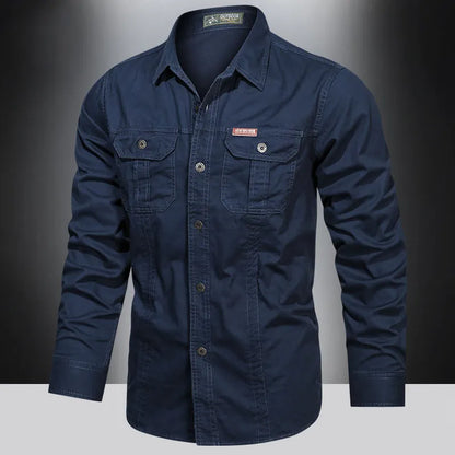 Heren Overhemd Lange Mouwen Utility Stijl