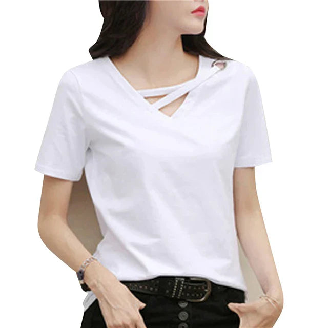 Dames T-Shirt V-Hals Zomer Jurk Model