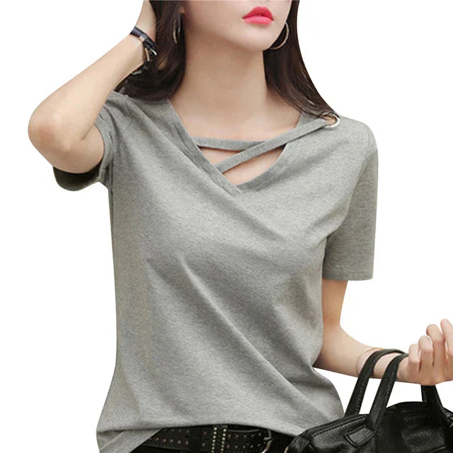 Dames T-Shirt V-Hals Zomer Jurk Model