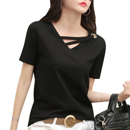 Dames T-Shirt V-Hals Zomer Jurk Model - StudioMarella