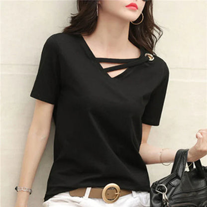 Dames T-Shirt V-Hals Zomer Jurk Model