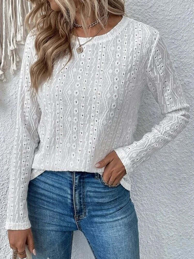 Vrouwelijke Blouse met Kanten Details Lange Mouwen