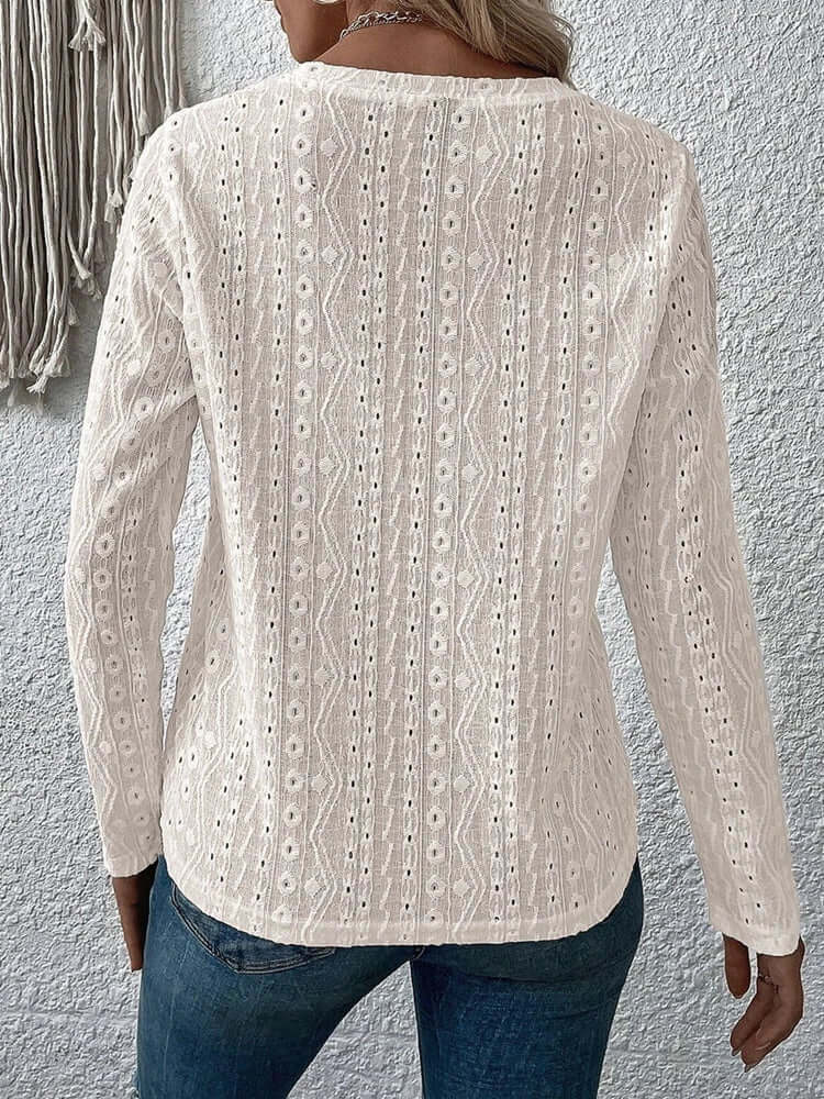 Vrouwelijke Blouse met Kanten Details Lange Mouwen