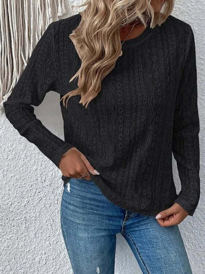 Vrouwelijke Kanten Blouse Lange Mouwen Zwart