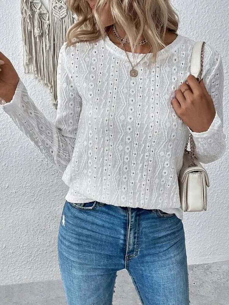 Vrouwelijke Blouse met Kanten Details Lange Mouwen