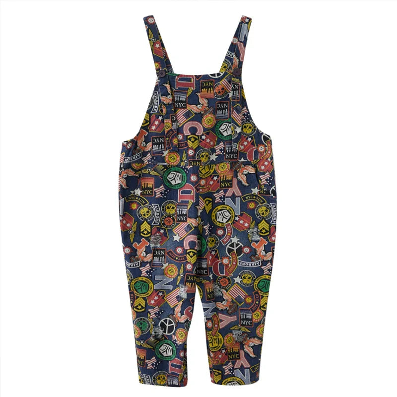 Dames Jumpsuit Cartoon Print Denim Speels en Stijlvol