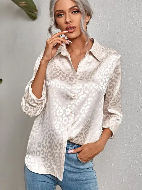 Dames Blouse Luipaard Print Elegant Kort Model
