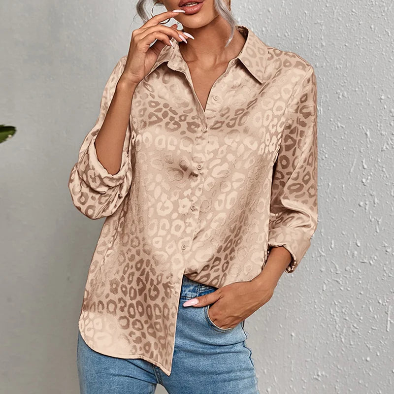 Dames Blouse Luipaard Print Elegant Kort Model