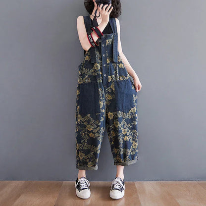 Bloemen Jumpsuit voor Vrouwen Denim Stijlvol en Comfortabel - StudioMarella