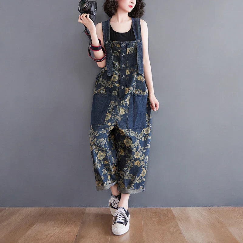 Bloemen Jumpsuit voor Vrouwen Denim Stijlvol en Comfortabel