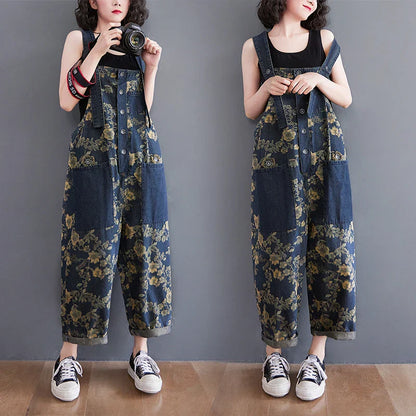 Bloemen Jumpsuit voor Vrouwen Denim Stijlvol en Comfortabel