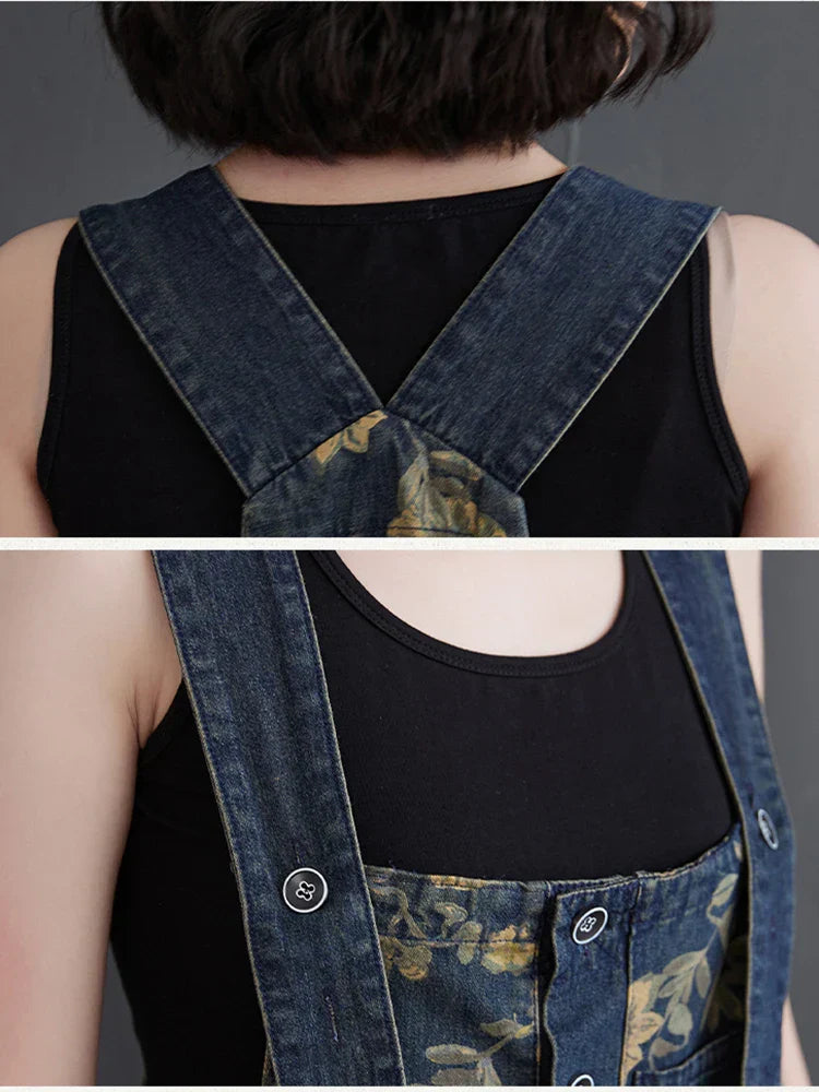 Bloemen Jumpsuit voor Vrouwen Denim Stijlvol en Comfortabel