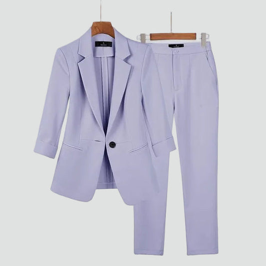 Dames Blazer Set Met Pantalon Slim Fit Geschikt voor Werk - StudioMarella