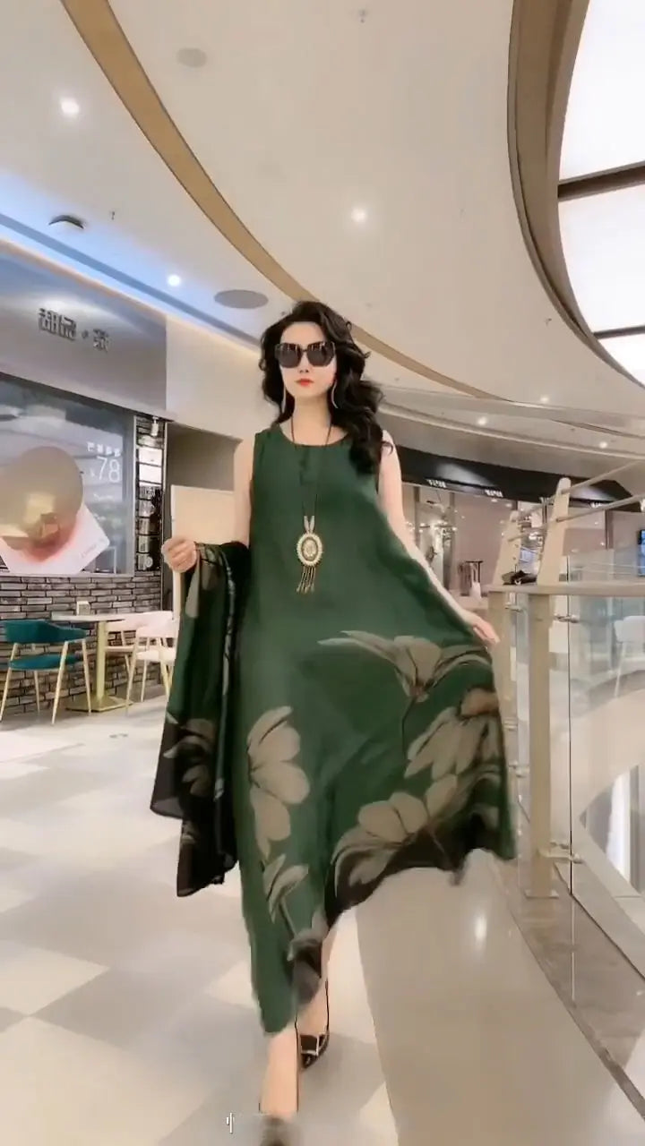 Luxe Zijden Jurk Set voor Vrouw